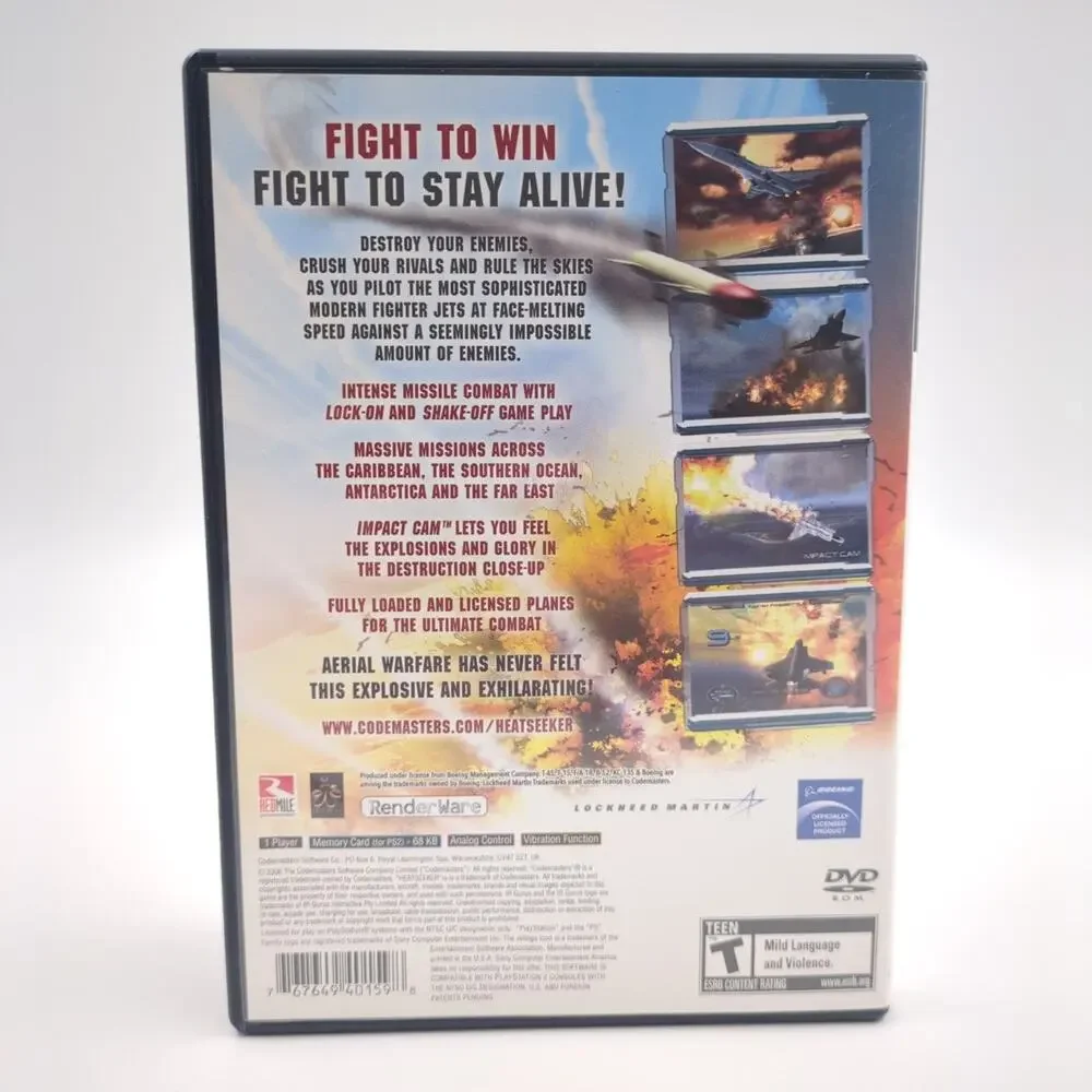 Heatseeker PlayStation 2 PS2 Video Game Aerial Combat Action Tested Codemasters